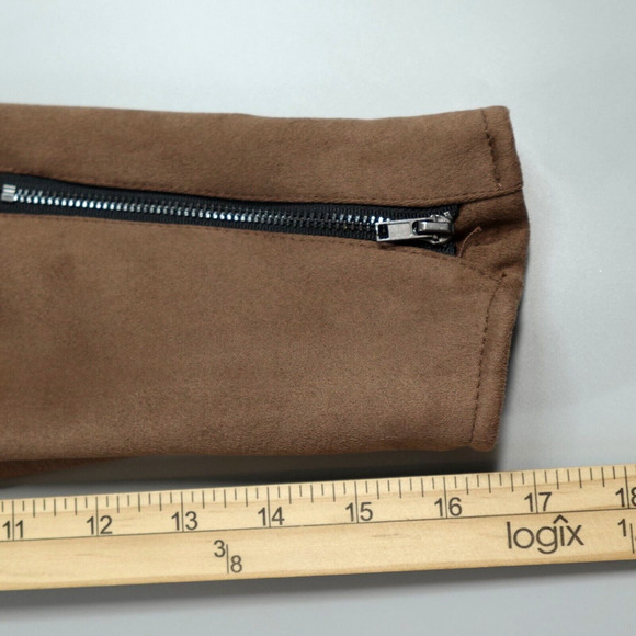 Girls Biker Jacket Medium 11 yrs Brown Vegan Suede Motorcycle Retro 80s - Picture 15 of 15